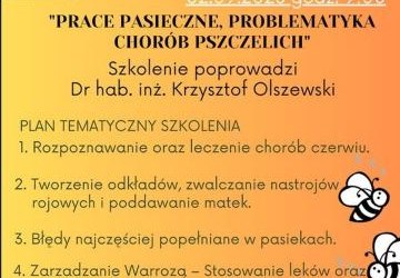Bezpłatne szkolenie dla pszczelarzy z KZP 02-09-2023 r.